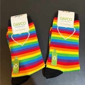 Lot of 2 NWT Women’s Davco Step Forward Rainbow Socks - Sustainable Fibers